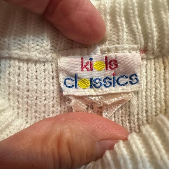 Vintage Kids Classics Fair Isle Knit Sweater Pink Green White Baby 24M - Picture 9 of 9